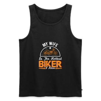 Femme moto Spruch - Débardeur bio Premium Homme - noir - Devant - AI Model Male 178 light (178cm)