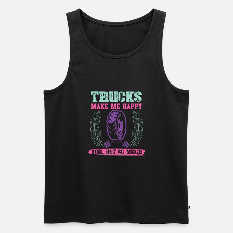 trucker glücklich - Männer Premium Bio Tank Top - Schwarz