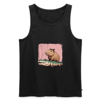 Capybara Wasserschwein süß lustig Geschenk - Männer Premium Bio Tank Top - Schwarz - Vorne - Michal (187cm)