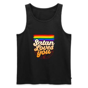 Satan Liebt Dich Lgbtq Lgbt Gay Pride Rainbow - Männer Premium Bio Tank Top - Schwarz - Vorne - Michal (187cm)