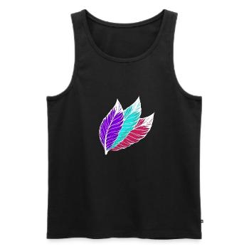 Feathers colorful white - Men's Premium Organic Tank Top - black - Front - AI Model Male 178 light (178cm)
