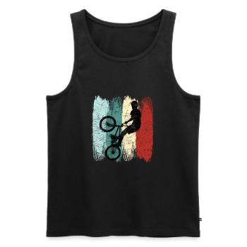 Bmx vélo cadeau idée passe-temps - Débardeur bio Premium Homme - noir - Devant - Michal (187cm)