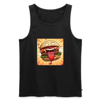 Crazy Burger - Männer Premium Bio Tank Top - Schwarz - Vorne - AI Model Male 178 light (178cm)