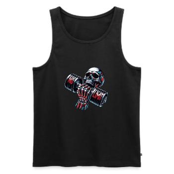 No Limit Workout Bodybuilding Skull mit Hantel - Männer Premium Bio Tank Top - Schwarz - Vorne - Michal (187cm)