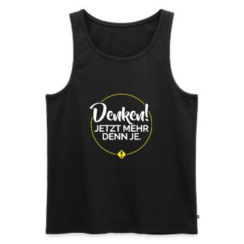 Coronavirus - Denken! Jetzt mehr denn je. - Männer Premium Bio Tank Top - Schwarz - Vorne - Michal (187cm)