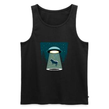 Méfiez-vous ufo - Débardeur bio Premium Homme - noir - Devant - AI Model Male 178 light (178cm)