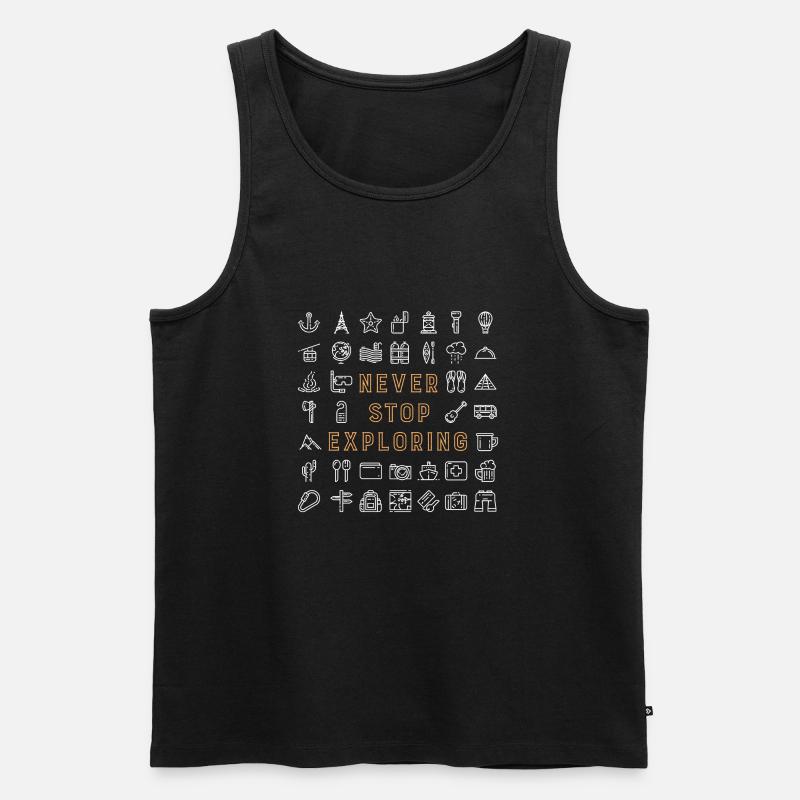 Never Stop Exploring - Männer Premium Bio Tank Top - Schwarz