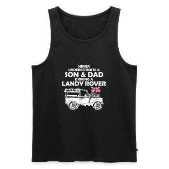 Never Underestimate Son Dad Driving A Landy Rover - Men's Premium Organic Tank Top - black - Front - Michal (187cm)