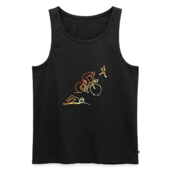 Triathlon im Retro Stil - Männer Premium Bio Tank Top - Schwarz - Vorne - AI Model Male 178 light (178cm)