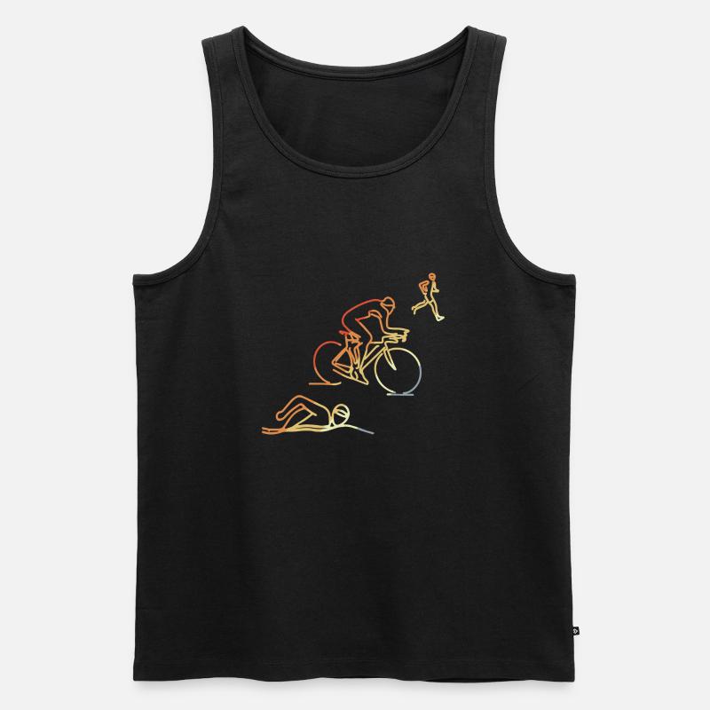 Triathlon im Retro Stil - Männer Premium Bio Tank Top - Schwarz
