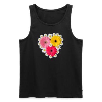 Gerbera Blüte Margeriten blumig Blumenmuster - Männer Premium Bio Tank Top - Schwarz - Vorne - AI Model Male 178 light (178cm)