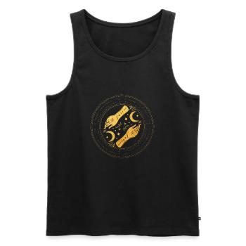Magisch, spiritueller Halbmond mit goldenen Händen - Männer Premium Bio Tank Top - Schwarz - Vorne - Michal (187cm)