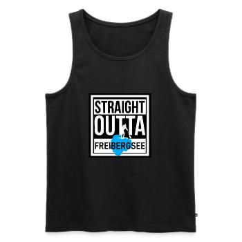 STRAIGHT OUTTA FREIBERGSEE - Männer Premium Bio Tank Top - Schwarz - Vorne - AI Model Male 178 light (178cm)