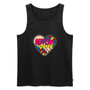 Autism Teacher Heart - Men's Premium Organic Tank Top - black - Front - Michal (187cm)