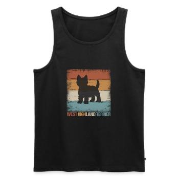 Cadeau pour chien Westie West Highland Terrier - Débardeur bio Premium Homme - noir - Devant - Michal (187cm)
