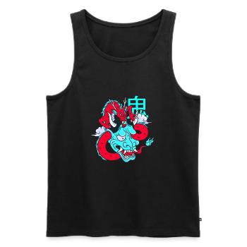 Oni Maske Vaporwave Aesthetic Drache Japan E-Girl - Männer Premium Bio Tank Top - Schwarz - Vorne - AI Model Male 178 light (178cm)