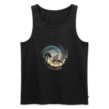Basketball Korb & Palmen - Männer Premium Bio Tank Top - Schwarz - Vorne - AI Model Male 178 light (178cm)