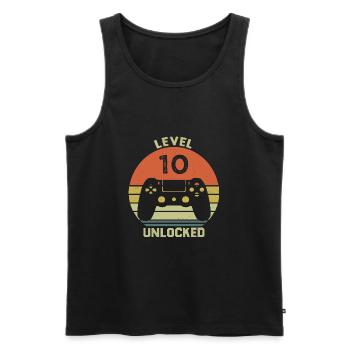 Level 10 Unlocked 10 Years Anniversary Gift - Men's Premium Organic Tank Top - black - Front - AI Model Male 178 light (178cm)