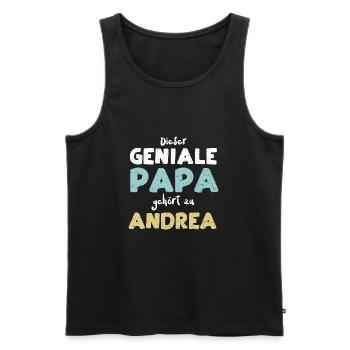Dieser Geniale Papa Gehört Zu An... - Männer Premium Bio Tank Top - Schwarz - Vorne - Michal (187cm)