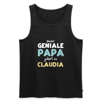 Dieser Geniale Papa Gehört Zu Cl... - Männer Premium Bio Tank Top - Schwarz - Vorne - Michal (187cm)