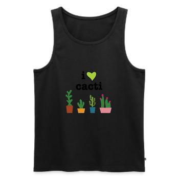 I love Cacti - Men's Premium Organic Tank Top - black - Front - AI Model Male 178 light (178cm)