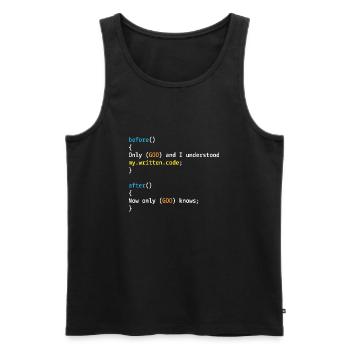 Only God and I understand my code - Men's Premium Organic Tank Top - black - Front - AI Model Male 178 light (178cm)