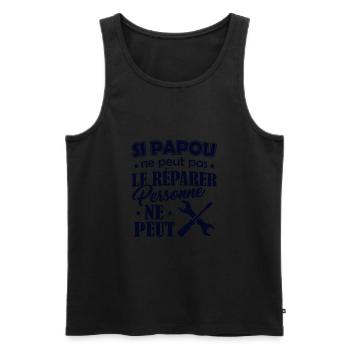 Tshirt Grand-Père - Papou ne peut pas le Réparer - Débardeur bio Premium Homme - noir - Devant - Michal (187cm)