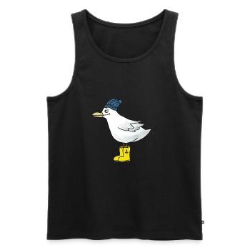 Möwe mit Gummistiefeln - Männer Premium Bio Tank Top - Schwarz - Vorne - Michal (187cm)