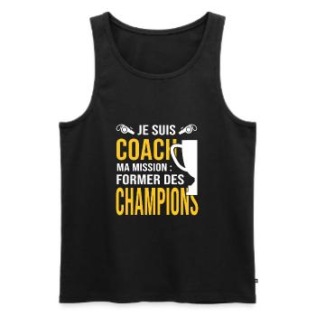 Coach entraineur capitaine équipe sport - Débardeur bio Premium Homme - noir - Devant - Michal (187cm)
