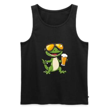 Lizard Après-Ski Bière Bande Dessinée - Débardeur bio Premium Homme - noir - Devant - AI Model Male 178 light (178cm)