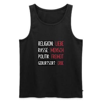Statement - No separation or splitting - Men's Premium Organic Tank Top - black - Front - AI Model Male 178 light (178cm)