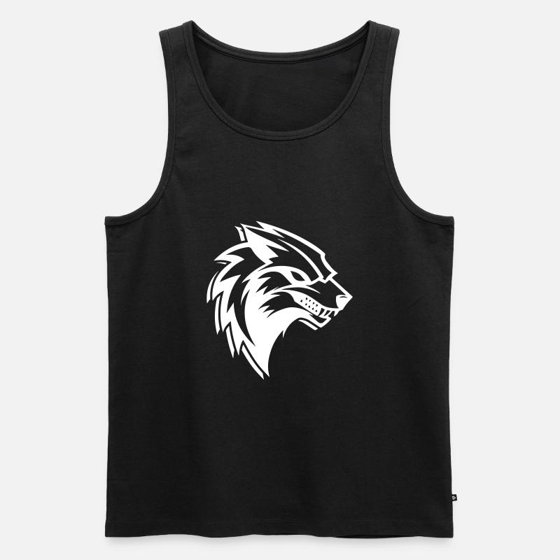 Wolf Logo - Männer Premium Bio Tank Top - Schwarz