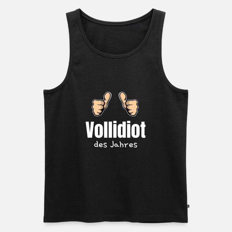 Vollidiot des Jahres Trottel Dulli Geschenk Daumen - Männer Premium Bio Tank Top - Schwarz