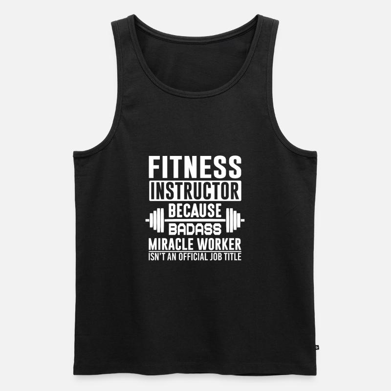 FITNESS INSTRUCTOR BECAUSE - Männer Premium Bio Tank Top - Schwarz