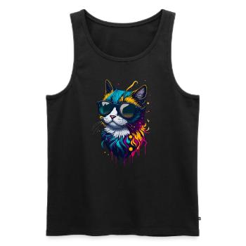Cute cat - Men's Premium Organic Tank Top - black - Front - AI Model Male 178 light (178cm)