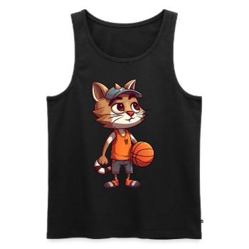 Chat de basket-ball - Débardeur bio Premium Homme - noir - Devant - Michal (187cm)
