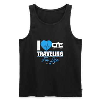 Reisen für immer – mit dem Wohnmobil ins Abenteuer - Männer Premium Bio Tank Top - Schwarz - Vorne - Michal (187cm)