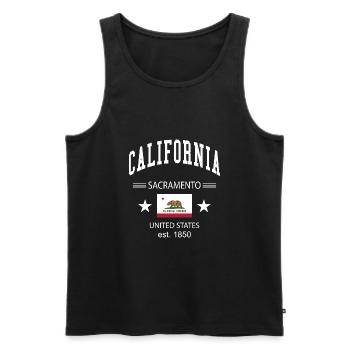California - Männer Premium Bio Tank Top - Schwarz - Vorne - Michal (187cm)