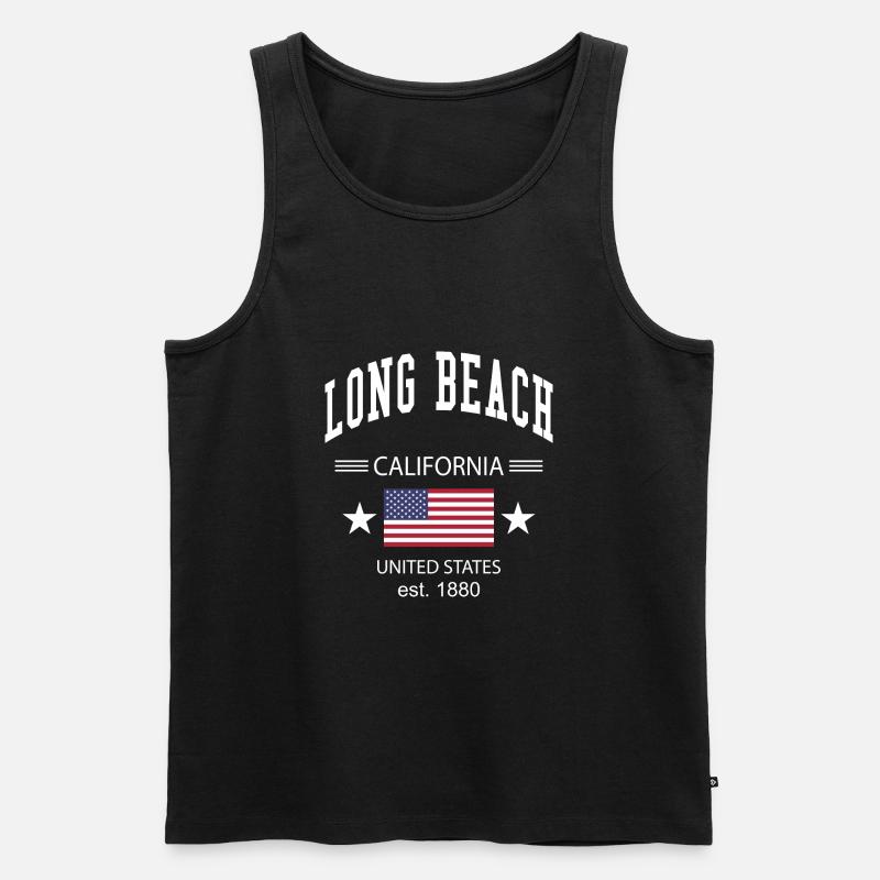 Long Beach - Männer Premium Bio Tank Top - Schwarz