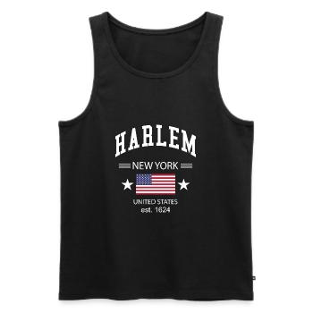 Harlem - Männer Premium Bio Tank Top - Schwarz - Vorne - AI Model Male 178 light (178cm)