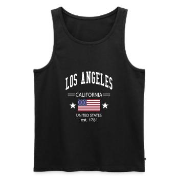 Los Angeles - Débardeur bio Premium Homme - noir - Devant - Michal (187cm)