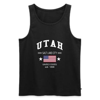 Utah - Männer Premium Bio Tank Top - Schwarz - Vorne - Michal (187cm)