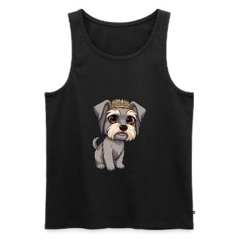 Tibetan Terrier - Gray Dog with Crown Cartoon - Men's Premium Organic Tank Top - black - Front - Michal (187cm)
