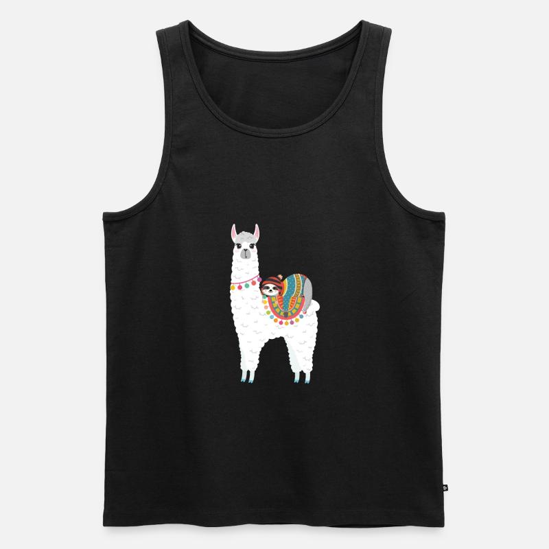 Faultier schläft auf Llama - Männer Premium Bio Tank Top - Schwarz