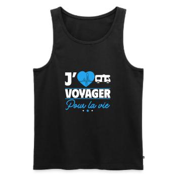 Voyager pour la vie – en camping-car à l'aventure - Débardeur bio Premium Homme - noir - Devant - Michal (187cm)