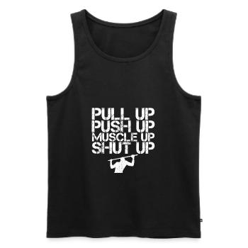 Calisthenics Bar Street Workout Muscle Up Gift - Men's Premium Organic Tank Top - black - Front - Michal (187cm)