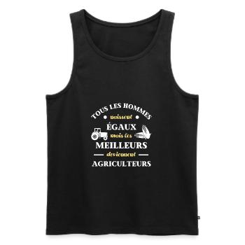t shirt humour agricole meilleur agriculteur homme - Débardeur bio Premium Homme - noir - Devant - Michal (187cm)