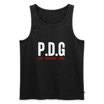 Humour papa génial PDG cadeau papa fête des pères - Débardeur bio Premium Homme - noir - Devant - Michal (187cm)