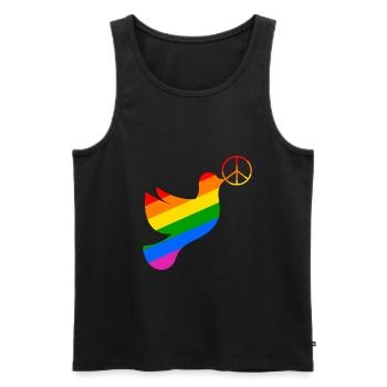 Friedenstaube in regenbogenfarben mit Peacezeichen - Männer Premium Bio Tank Top - Schwarz - Vorne - Michal (187cm)