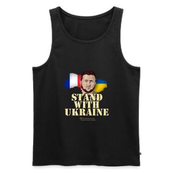 Ukraine France Stand with Ukraine - Men's Premium Organic Tank Top - black - Front - Michal (187cm)